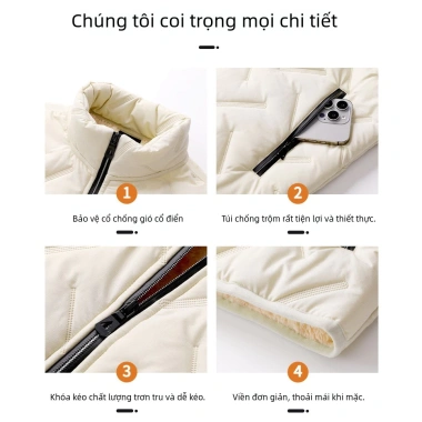 Áo gi lê lông cừu mùa thu đông cho nam, chống nước, chống gió, cổ đứng, không tay - Giá ưu đãi 446k 6