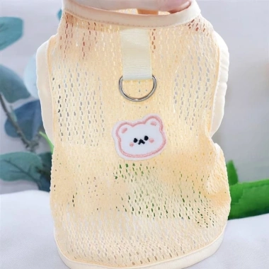 Áo gi-lê thú cưng vải dệt lỗ thoáng khí, mỏng nhẹ, vòng D giảm lông bay cho chó mèo nhỏ