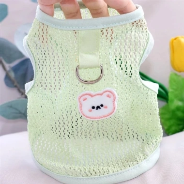Áo gi-lê thú cưng vải dệt lỗ thoáng khí, mỏng nhẹ, vòng D giảm lông bay cho chó mèo nhỏ