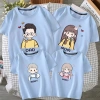 Áo gia đình 3-5 người màu xanh thun cotton dày dặn, họa tiết chipi dễ thương, mặc mát mẻ - chỉ 75.000₫