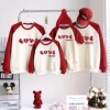 Áo Gia Đình Famistyle Nỉ Sweater Kem Tay Đỏ Hình 4 Trái Tim - 2 Da Cao Cấp, Mềm Mịn, Thoáng Khí, Giảm Giá 4