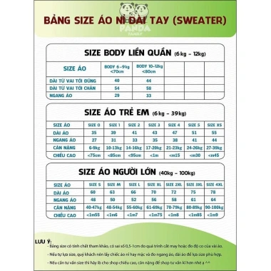 Áo gia đình Panda Nỉ Sweater gấu nhỏ 2 da cao cấp mềm mịn, thoáng khí, in bền đẹp 2