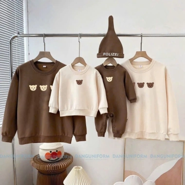 Áo gia đình Panda Nỉ Sweater gấu nhỏ 2 da cao cấp mềm mịn, thoáng khí, in bền đẹp 3