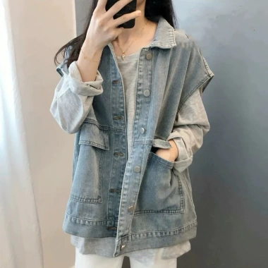 Áo gile bò không tay phong cách Hàn Quốc, hotgirl sành điệu, áo khoác jean 230k
