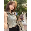 Áo gile bò nữ cổ polo ba lỗ kéo khóa - Siêu xinh, chỉ 230.000 VND 4