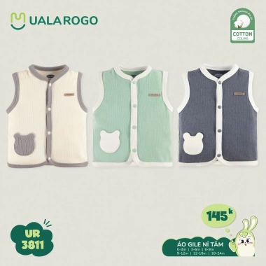 Áo Gile Cài Chéo Dễ Thương Uala Rogo cho Bé Trai & Bé Gái 3-14kg-Giá 145.000 VND