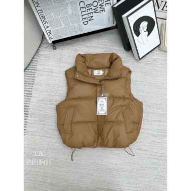 Áo gile da nữ dáng ngắn, cổ cao, dây rút, túi 2 bên - Giá chỉ 95.300₫ 6