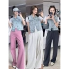 Áo gile denim nữ cổ polo dáng nhỏ, chất liệu bò cao cấp, giảm giá 265k 4