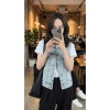 Áo gile denim nữ cổ polo dáng nhỏ, chất liệu bò cao cấp, giảm giá 265k 7