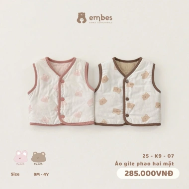 Áo Gile Hai Mặt Phao và Nỉ Lông Dày Dặn Cho Bé 8-18kg - Bộ Sưu Tập Mới Giá Ưu Đãi 228.000đ 2 Áo Gile Hai Mặt Phao và Nỉ Lông Dày Dặn Cho Bé 8-18kg - Bộ Sưu Tập Mới Giá Ưu Đãi 228.000đ 2