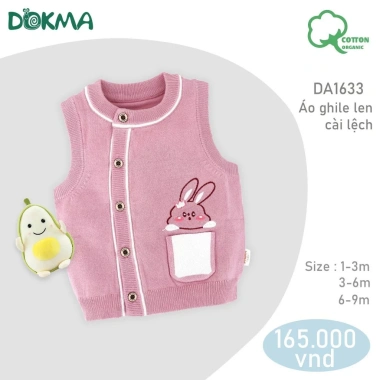 Áo Gile Len Dễ Thương Cho Bé 1-9M, 4-5-8-8kg - Giá 165.000₫ | Dokma DA1.630 DA1.633 DA2.262