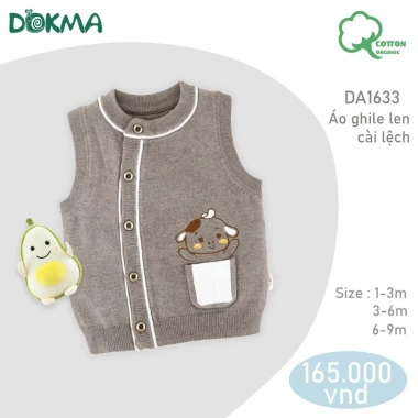Áo Gile Len Dễ Thương Cho Bé 1-9M, 4-5-8-8kg - Giá 165.000₫ | Dokma DA1.630 DA1.633 DA2.262