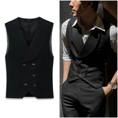 Áo Gile Nam 6 Cúc Vải Chéo 79 - Vest Đen Slimfit Trẻ Trung, Lịch Lãm iMan 10
