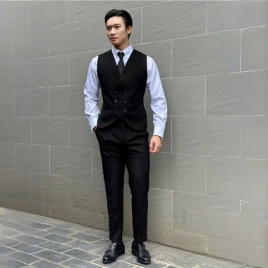 Áo Gile Nam 6 Cúc Vải Chéo Cao Cấp - Vest Đen Slimfit Sang Trọng, Trẻ Trung, Lịch Lãm DVMEN | 319.000₫ 5