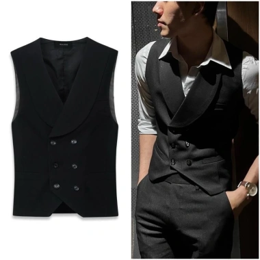 Áo gile nam TUTO5 AVN03 – Vest cao cấp 2 lớp, ve rộng, đai tôm, thiết kế sang trọng, giảm 315k