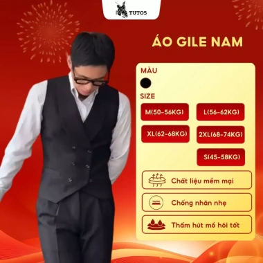 Áo gile nam TUTO5 AVN03 – Vest cao cấp 2 lớp, ve rộng, đai tôm, thiết kế sang trọng, giảm 315k