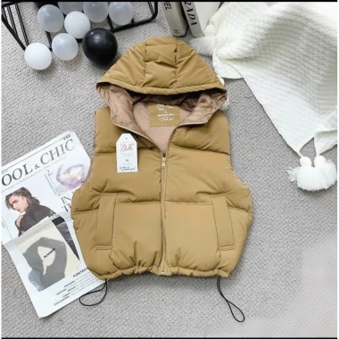 Áo gile nũ có mũ - Dáng ngắn, chất phao nhung mềm mịn, giá chỉ 129.000 đồng - Rẻ vô địch