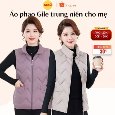 Áo gile nữ OBBM ms616, phao trần bông sóng, giá 220k, thích hợp mặc nhà đi chơi