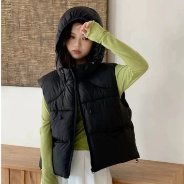 Áo gile phao nữ có mũ dày dặn ấm áp - Hottrend QCCC giảm giá 325k 9