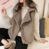 Áo gile vest giả lông cừu không tay da lộn độn bông dày dặn siêu ấm phong cách
