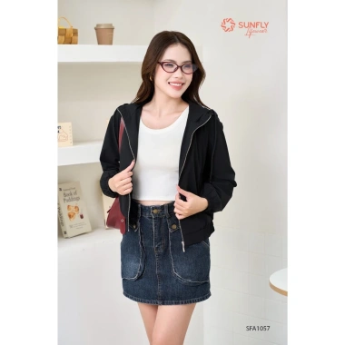 Áo gió nữ Sunfly SFA1.057 co giãn, lót lưới, kéo khóa, mũ chĩnh giá 420.800 VND