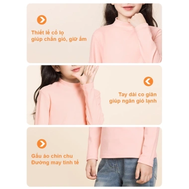 Áo giữ nhiệt bé gái BabyloveGO thu đông dài tay cao cổ 3 phân, ấm áp, giá 109k 7 Áo giữ nhiệt bé gái BabyloveGO thu đông dài tay cao cổ 3 phân, ấm áp, giá 109k 7