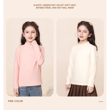 Áo giữ nhiệt bé gái BabyloveGO Ultra Warm dài tay cao cổ, co giãn, ấm áp, 109.000đ