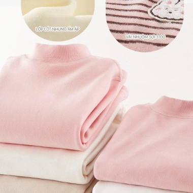 Áo giữ nhiệt bé gái BabyloveGO Ultra Warm dài tay cao cổ, co giãn, ấm áp, 109.000đ
