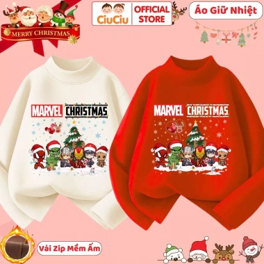 Áo Giữ Nhiệt Bé Trai Marvel Giáng Sinh CIUCIU KID Vải Zip Lông Co Dãn Siêu Anh Hùng 119k 2