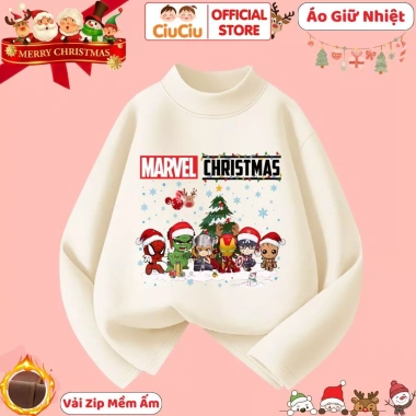 Áo Giữ Nhiệt Bé Trai Marvel Giáng Sinh CIUCIU KID Vải Zip Lông Co Dãn Siêu Anh Hùng 119k 6
