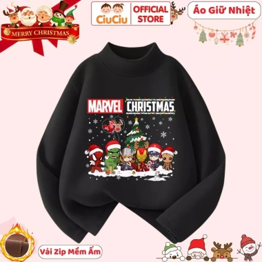 Áo Giữ Nhiệt Bé Trai Marvel Giáng Sinh CIUCIU KID Vải Zip Lông Co Dãn Siêu Anh Hùng 119k 8