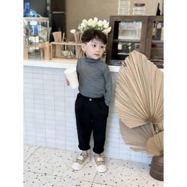 Áo giữ nhiệt cao cổ cho bé, vải thun tăm co giãn ôm sát, size 7-35kg, chỉ 55.000đ