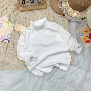 Áo giữ nhiệt cao cổ cho bé, vải thun tăm co giãn ôm sát, size 7-35kg, chỉ 55.000đ