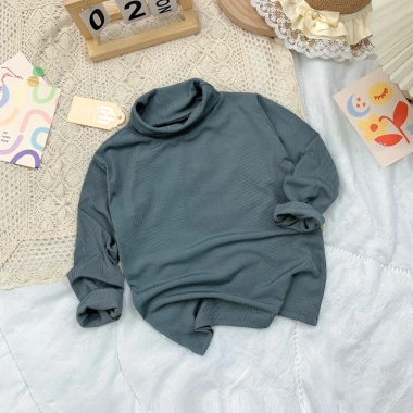 Áo giữ nhiệt cao cổ cho bé, vải thun tăm co giãn ôm sát, size 7-35kg, chỉ 55.000đ