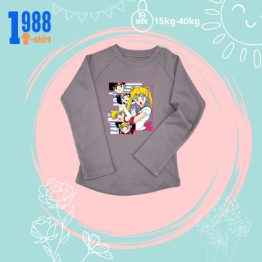 Áo giữ nhiệt cotton cho bé gái 4-10 tuổi, dài tay in Thủy thủ mặt trăng, siêu ấm giá 78.500 VNĐ
