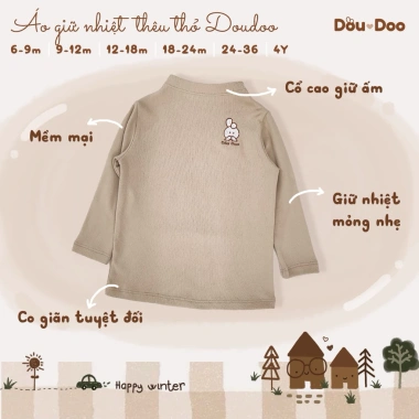 Áo giữ nhiệt cotton thêu thỏ Dou Doo 12m-4Y (10.5-17kg) - Giá ưu đãi 71.000
