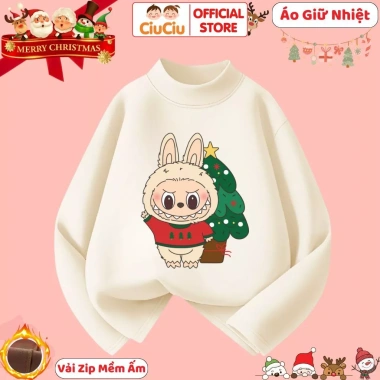 Áo Giữ Nhiệt Labubu Noel Giáng Sinh Cho Bé Trai/Gái - Vải Zip Mềm Ấm CIUCIU KID
