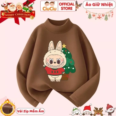 Áo Giữ Nhiệt Labubu Noel Giáng Sinh Cho Bé Trai/Gái - Vải Zip Mềm Ấm CIUCIU KID