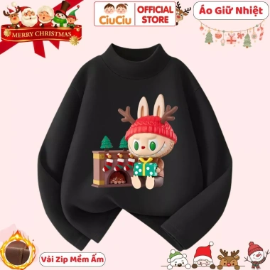 Áo Giữ Nhiệt Labubu Noel Giáng Sinh Cho Bé Trai/Gái - Vải Zip Mềm Ấm CIUCIU KID
