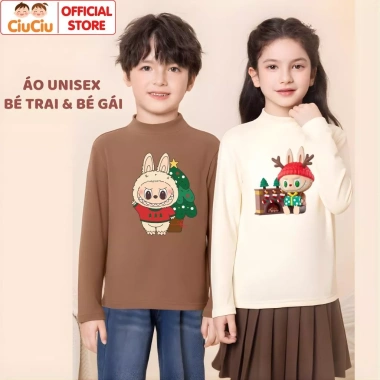 Áo Giữ Nhiệt Labubu Noel Giáng Sinh Cho Bé Trai/Gái - Vải Zip Mềm Ấm CIUCIU KID