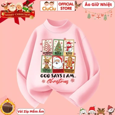 Áo giữ nhiệt Noel Giáng Sinh cho bé trai gái CIUCIU KID vải zip lông mềm co dãn 6 Áo giữ nhiệt Noel Giáng Sinh cho bé trai gái CIUCIU KID vải zip lông mềm co dãn 6