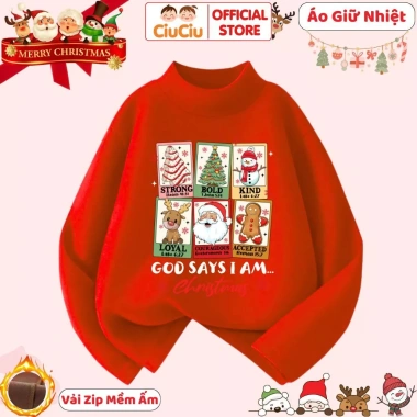 Áo giữ nhiệt Noel Giáng Sinh cho bé trai gái CIUCIU KID vải zip lông mềm co dãn 10 Áo giữ nhiệt Noel Giáng Sinh cho bé trai gái CIUCIU KID vải zip lông mềm co dãn 10