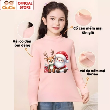 Áo Giữ Nhiệt Ông Già Noel Cưỡi Tuần Lộc Merry Christmas cho Bé Trai và Bé Gái - Vải Co Dãn, Mềm Ấm, CIUCIU KID 9