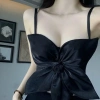 Áo hai dây NLINNI hoa hồng 3D Slim Fit corset crop top không tay đen - Giá 187.920đ 4