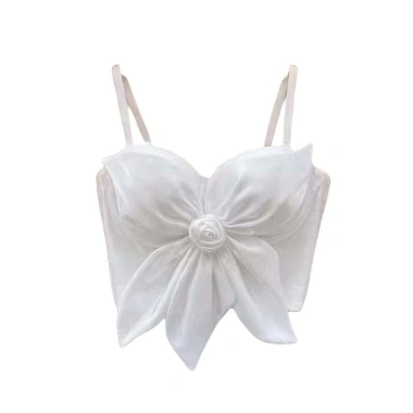 Áo hai dây NLINNI hoa hồng 3D Slim Fit corset crop top không tay đen - Giá 187.920đ