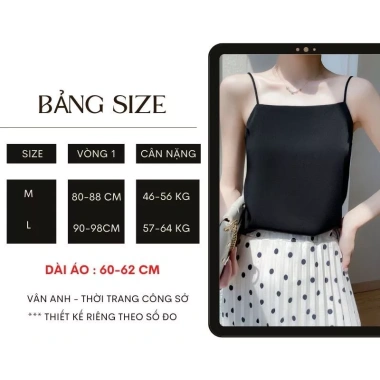 Áo hai dây nữ lụa satin mịn mát, thích hợp mặc trong áo blazer - Giá 138.999đ 4