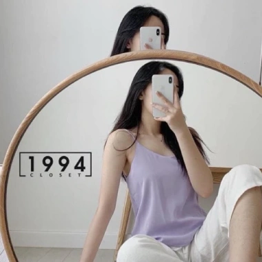 Áo hai dây vintage Hàn đũi lụa full màu, form rộng, giảm giá 49.699 VND 4