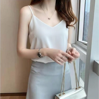Áo hai dây vintage Hàn đũi lụa full màu, form rộng, giảm giá 49.699 VND 10