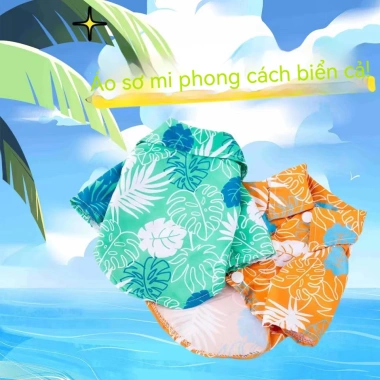 Áo Hawaii mùa hè cho chó mèo nhỏ, thoáng mát, chống nắng, khô nhanh, thời trang dễ thương Poodle Corgi