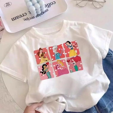 Áo hình in tròn cổ thời trang bé gái cotton thoáng mát tay ngắn giá 143.332 VND 2